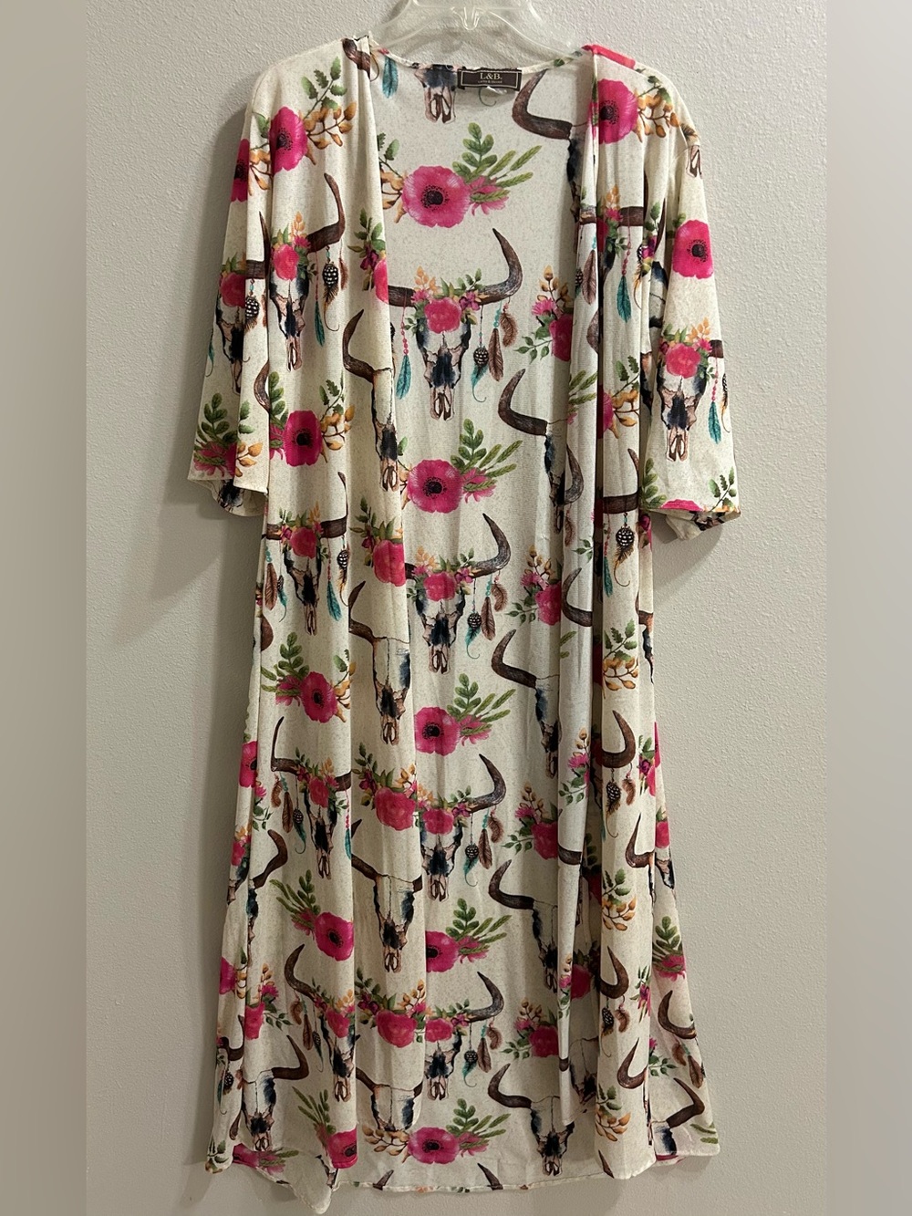L&B Western Duster Cardigan Size M Country Concert Festival Boho Cowgirl Ranch